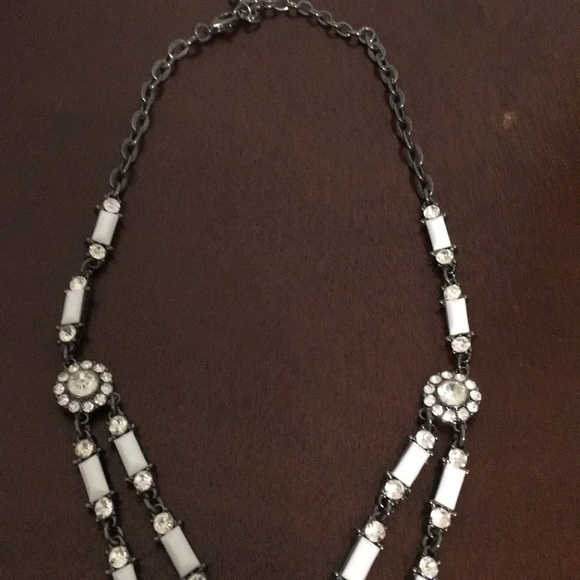 Dark Gray and White Statement Necklace - Picture 3 of 5